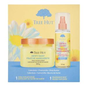 imageTree Hut Dewy Daisy Gift Set  Exfoliating Body Scrub ampamp Hydrating Body Spray  Longlasting Scent  Skin Care Bundle  Vegan  18 ampamp 6 Fl oz