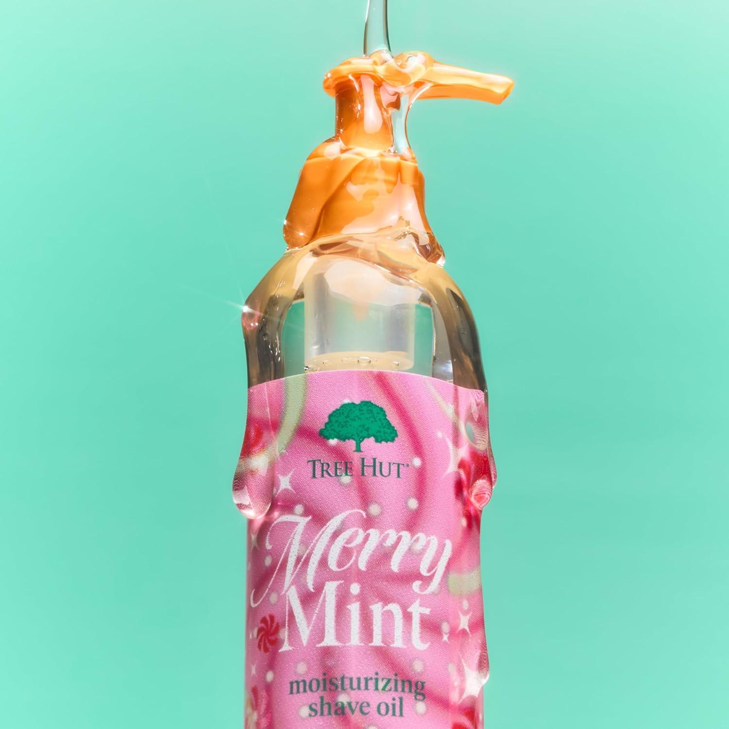 imageTree Hut Merry Mint Moisturizing Shave Oil GeltoOil Formula Ultra Hydrating Barrier for a Close Smooth Shave For All Skin Types Limited Edition Holiday Made with Shea Butter 77 fl oz