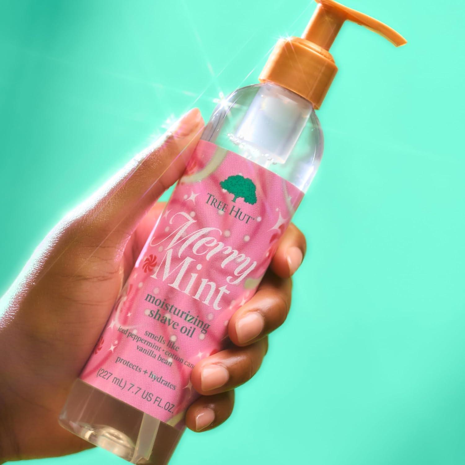 imageTree Hut Merry Mint Moisturizing Shave Oil GeltoOil Formula Ultra Hydrating Barrier for a Close Smooth Shave For All Skin Types Limited Edition Holiday Made with Shea Butter 77 fl oz