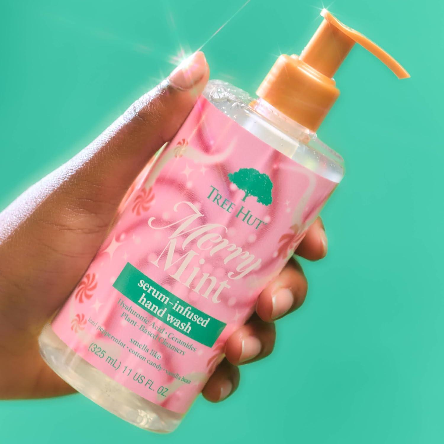 imageTree Hut Merry Mint Serum Infused Hand Wash Nourish ampamp Hydrate Hands with Strengthening Skin Care Long Lasting Scent Cleanse ampamp Lock in Moisture 11 fl oz