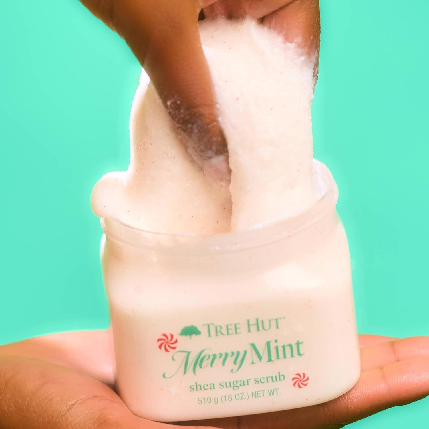 imageTree Hut Merry Mint Shea Sugar Scrub Exfoliating Body Scrub Removes Dead Dry Skin for a Soft ampamp Hydrated Feel Nourishing Essential Body Care 18 fl oz