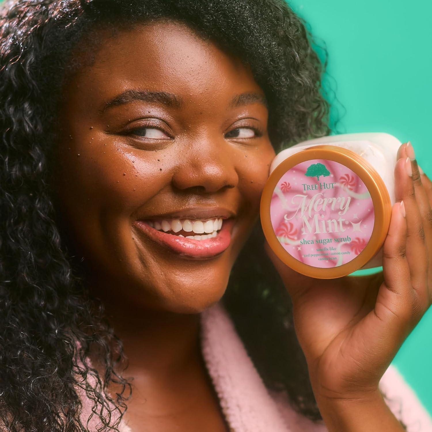 imageTree Hut Merry Mint Shea Sugar Scrub Exfoliating Body Scrub Removes Dead Dry Skin for a Soft ampamp Hydrated Feel Nourishing Essential Body Care 18 fl oz