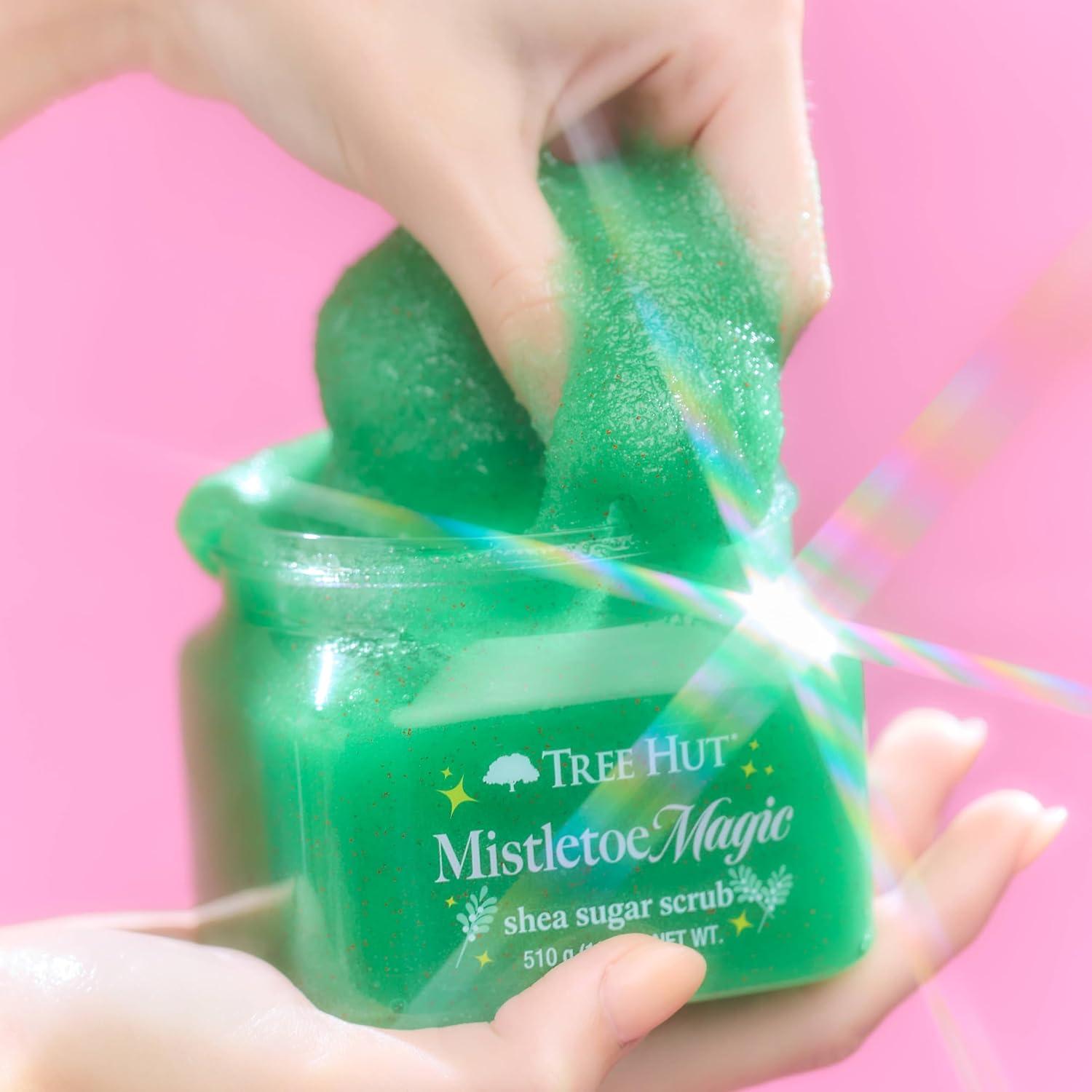 imageTree Hut Mistletoe Magic Shea Sugar Scrub Exfoliating Body Scrub Removes Dead Dry Skin for a Soft ampamp Hydrated Feel Nourishing Essential Body Care 18 fl oz