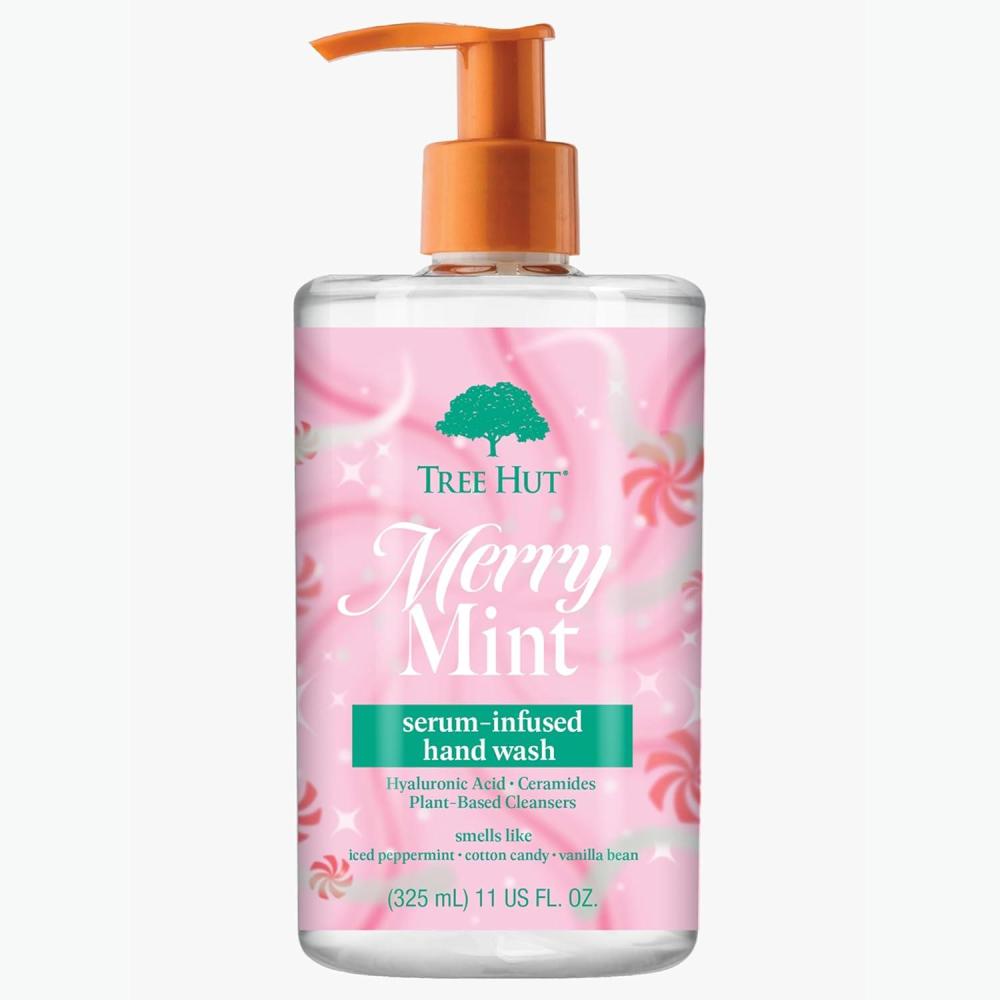 imageTree Hut Merry Mint Serum Infused Hand Wash Nourish ampamp Hydrate Hands with Strengthening Skin Care Long Lasting Scent Cleanse ampamp Lock in Moisture 11 fl oz