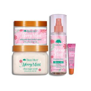 imageTree Hut Merry Mint Glow Essentials Gift Set Gentle Exfoliating ampamp Hydrating SelfCare with Shea Butter ampamp Essential Oils Reveal Soft Smooth ampamp Radiant Skin Holiday Limited Edition Gift