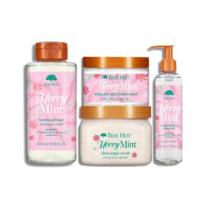 imageTree Hut Merry Mint Shower Routine Gift Set Exfoliating Hydrating ampamp Moisturizing Body Care with Shea Butter ampamp Peppermint Oil Cleanse Smooth ampamp Soften Skin Holiday SelfCare Essentials