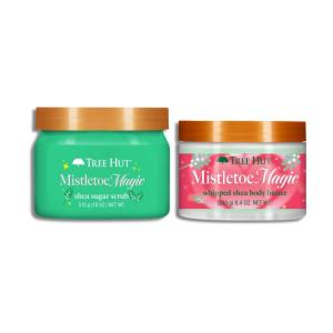 imageTree Hut Mistletoe Magic Comfort Collection Gentle Exfoliating ampamp Hydrating Body Care with Shea Butter ampamp Essential Oils Smooth ampamp Moisturize Skin Limited Edition Holiday Gift Set